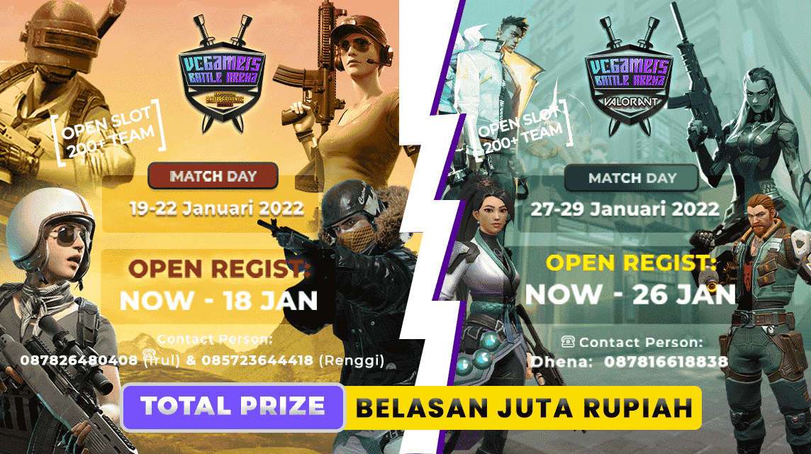 배틀 아레나 2022년 1월 Valorant Pubg vcgamers