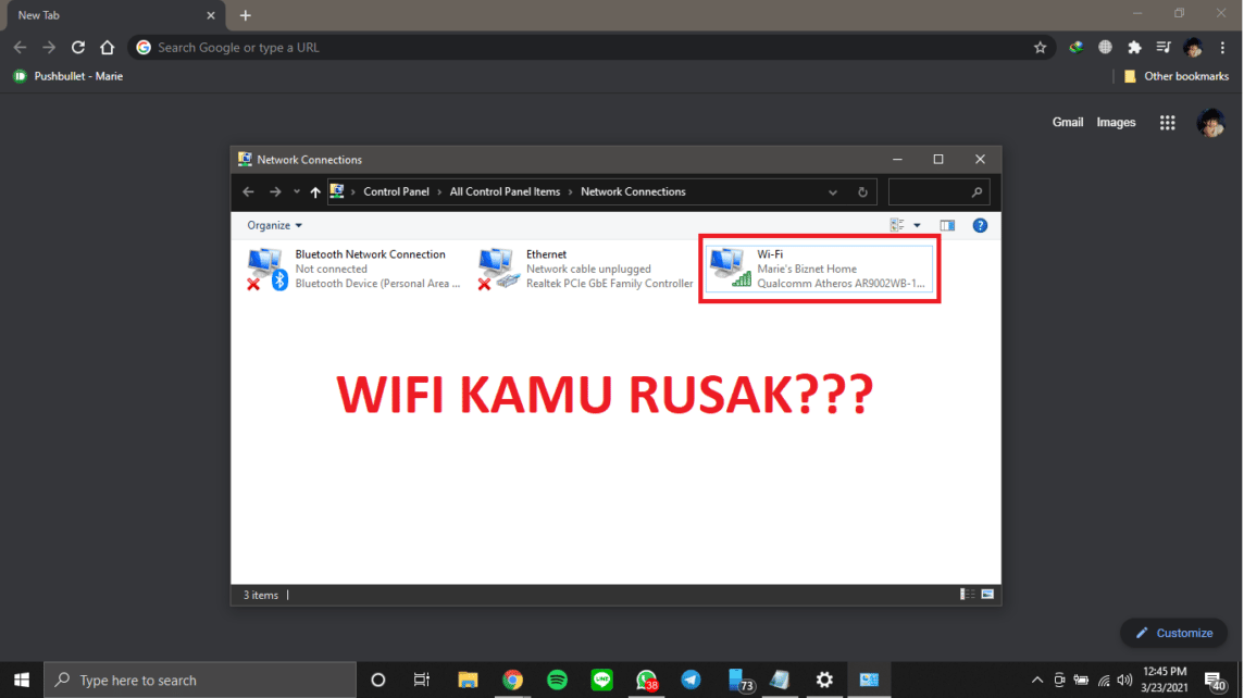 ノートパソコンのwifiが壊れている