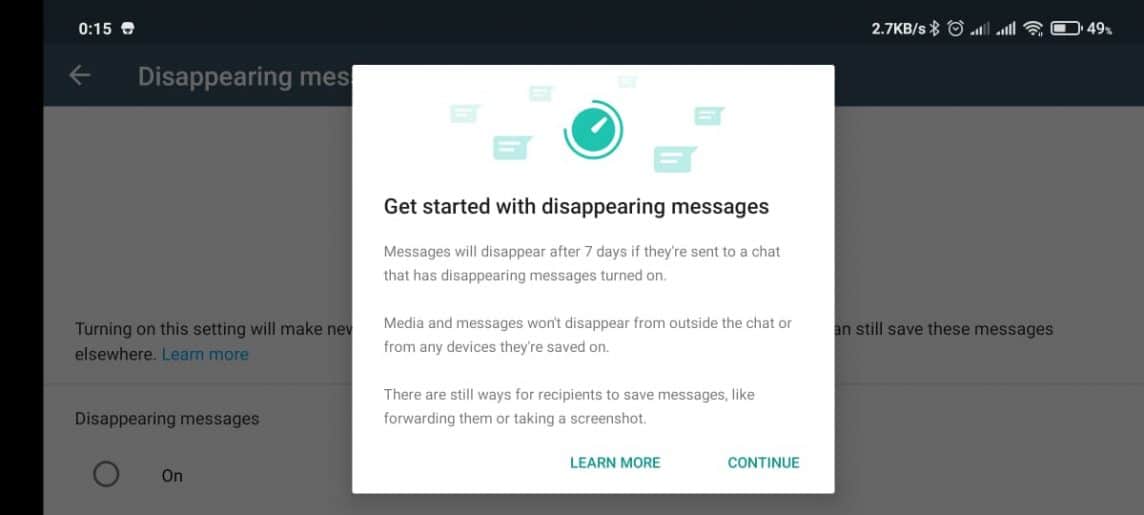 メッセージが消える新機能whatsapp