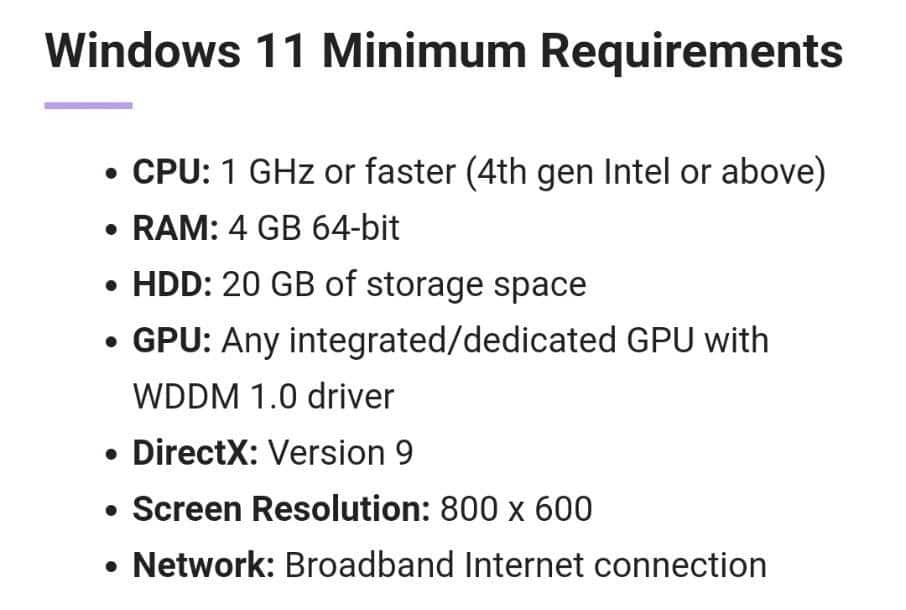 spesifikasi minimum windows 11