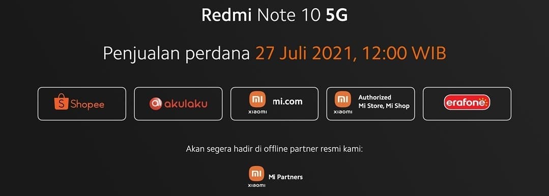 penjualan perdana redmi note 10 5g