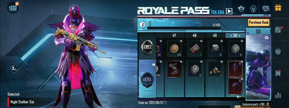 Royale Pass Tek Ära Level 50