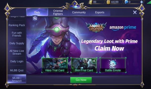 Trik Skin Gratis Event Amazon Prime Mobile Legends Terbaru 2021!