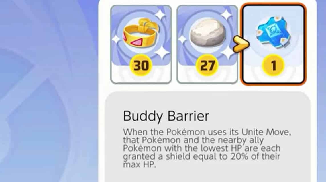score shield pokemon unite and buddy barrier