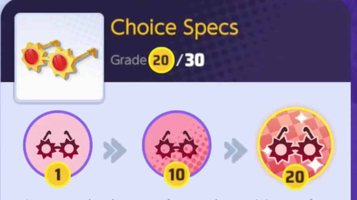 Choice specs pokemon unite level 20