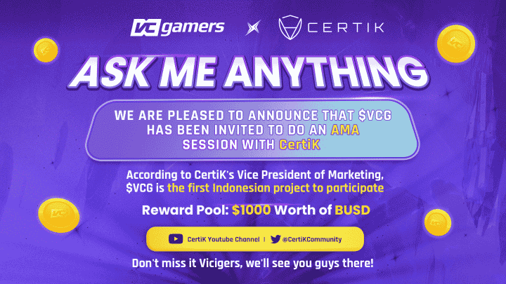 VCGamers x CertiK AMA イベントに参加しましょう。賞金総額は最大 1,000 BUSD です