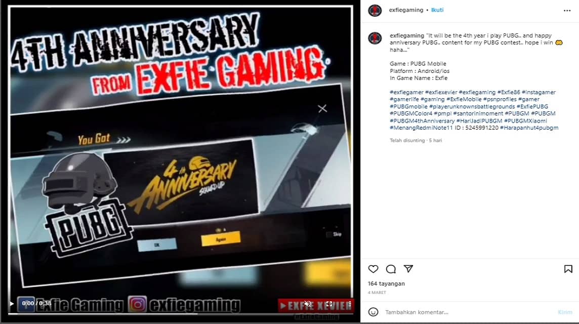 anniversary pubg mobile salah satu video ucapan