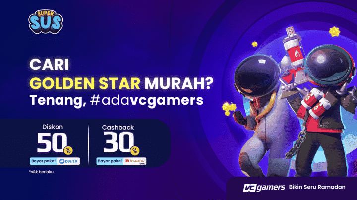 Ayo Top Up Super Sus di VCGamers, Promo Hingga 70 Persen!