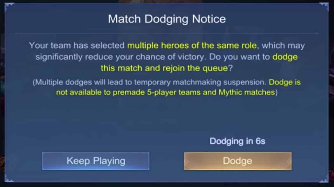 Dodge System Mobile Legends