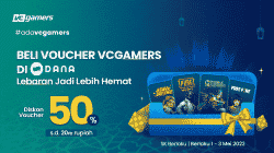 Lebaran Deals, Beli Voucher VCGamers di DANA Diskon 50%