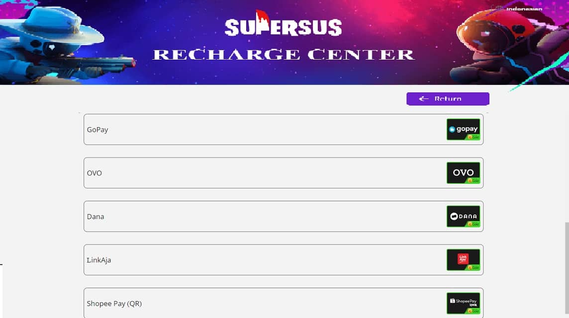充值 super sus 网站方法 选择支付方式