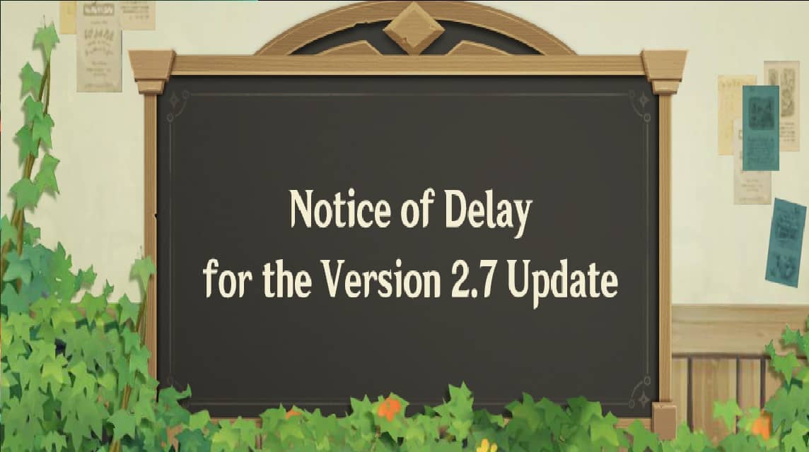 genshin impact 2.7 postponed announcement