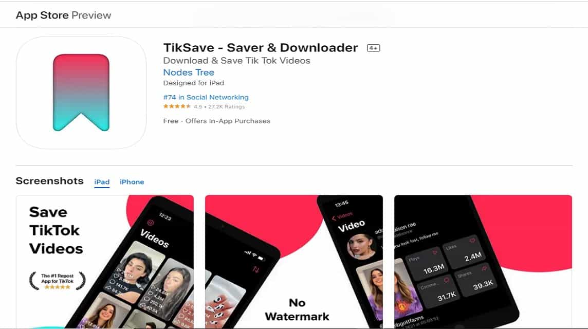 tiktok video download menggunakan tiksave untuk iphone