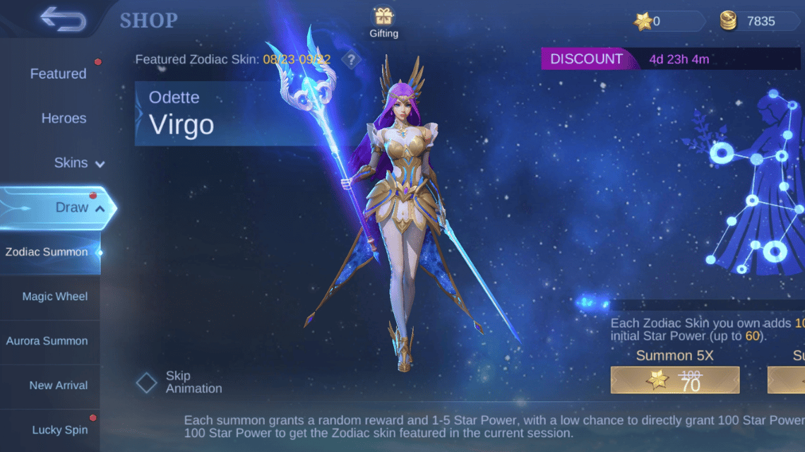 Price of Odette Virgo Zodiac Skin