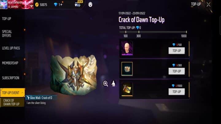 Cara Dapat Crack of Dawn Gloo Wall FF Gratis