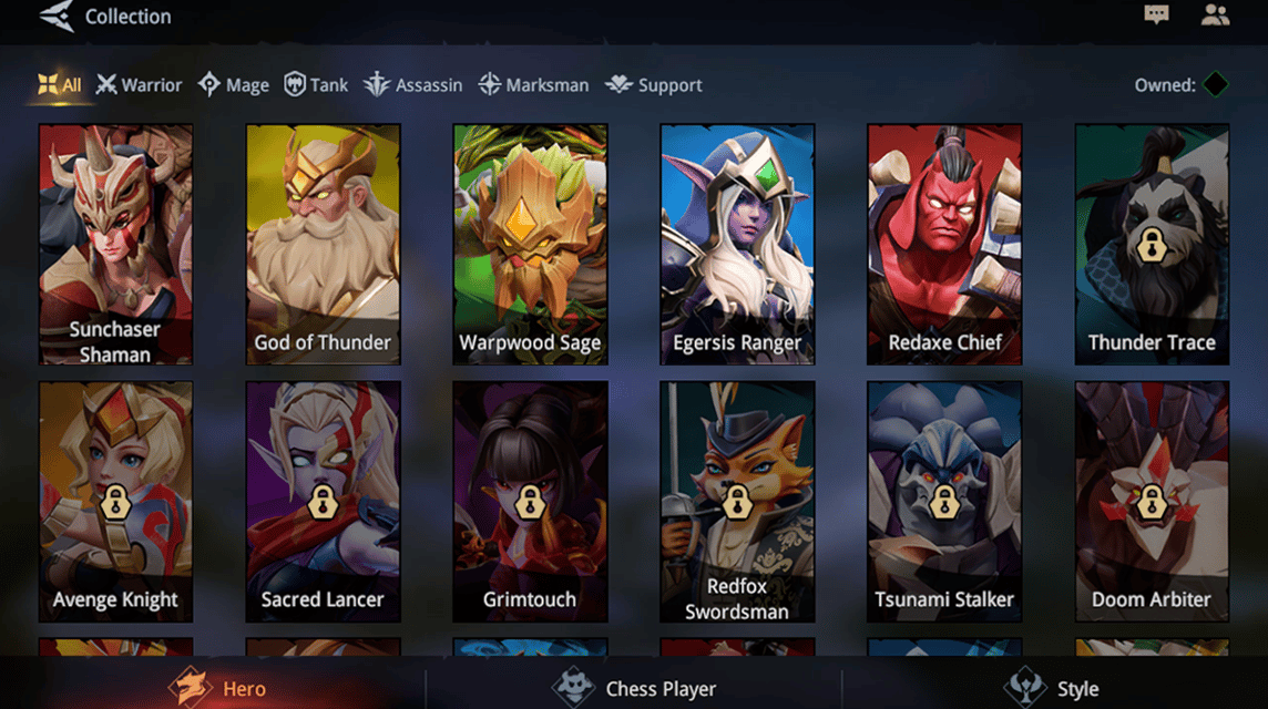 AutoChess Moba Dota 2 Autochess Moba 영웅의 일부 표시. 