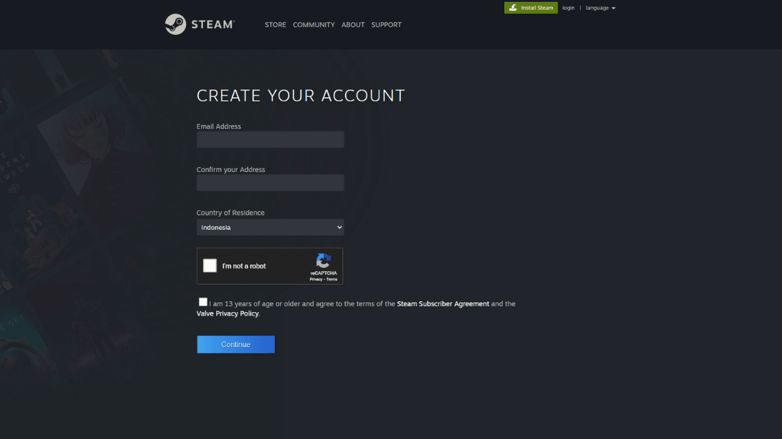 ウェブサイトから Steam アカウントを作成する方法