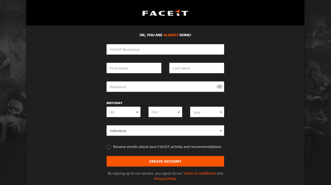 Faceit CS GOの登録方法