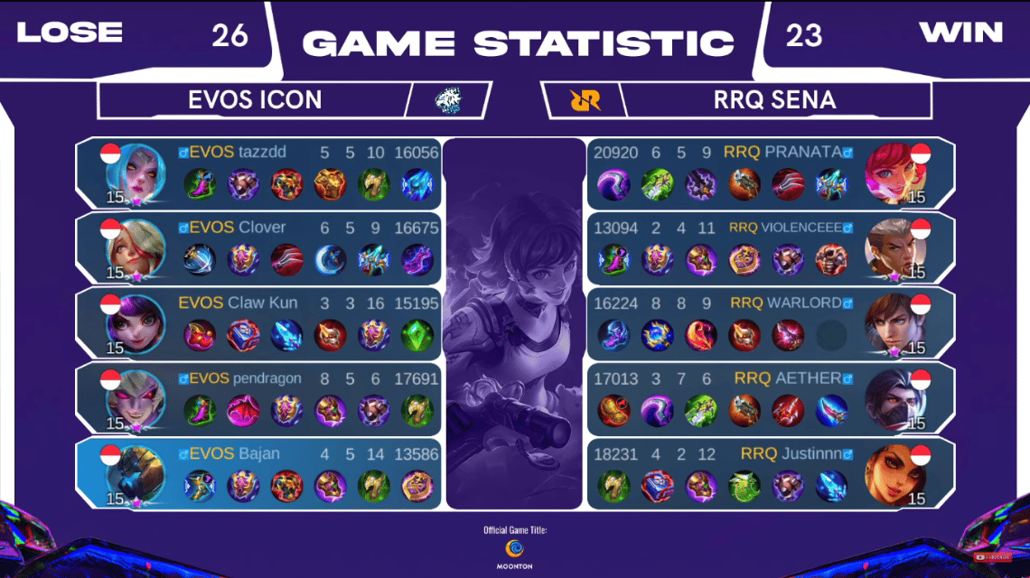 EVOS 아이콘 대 RRQ 세나 게임 1