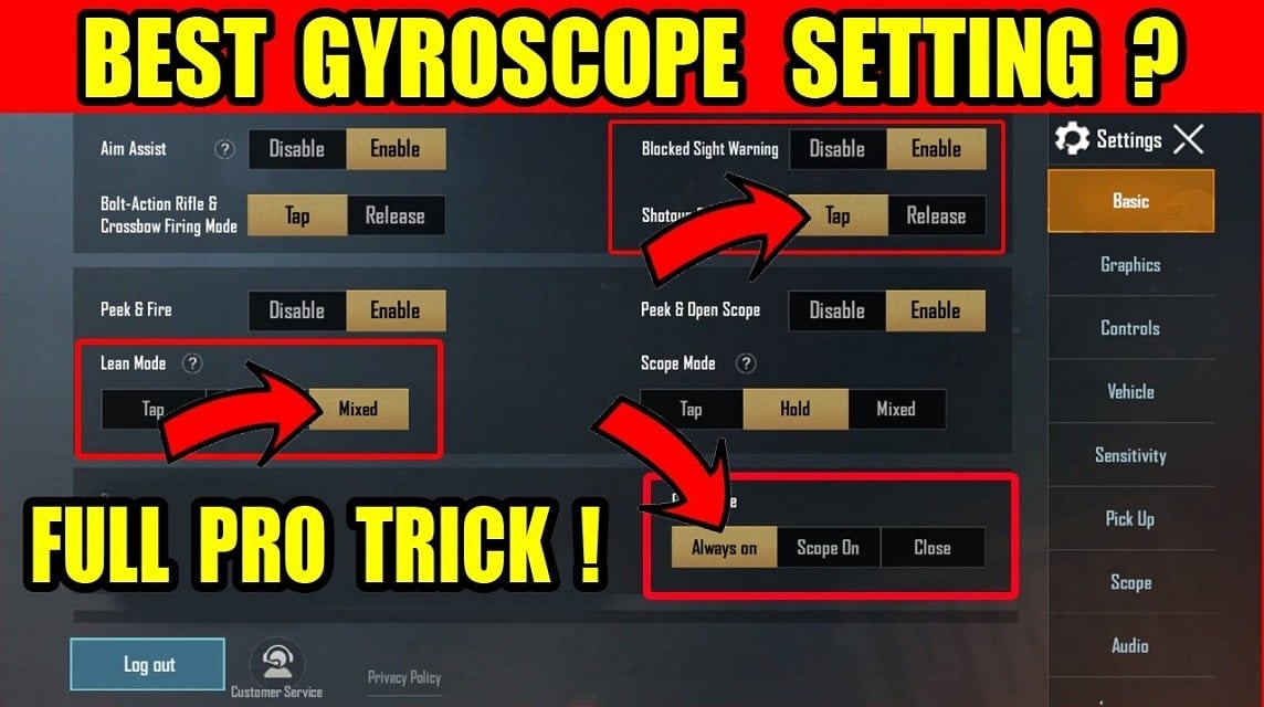 pubg gyroscope settings