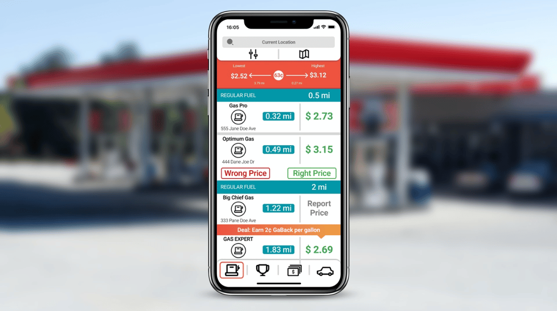 GasBuddys Auto-App für iPhone