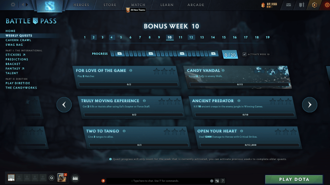 Dota 2 Battle Pass Weekly Missions