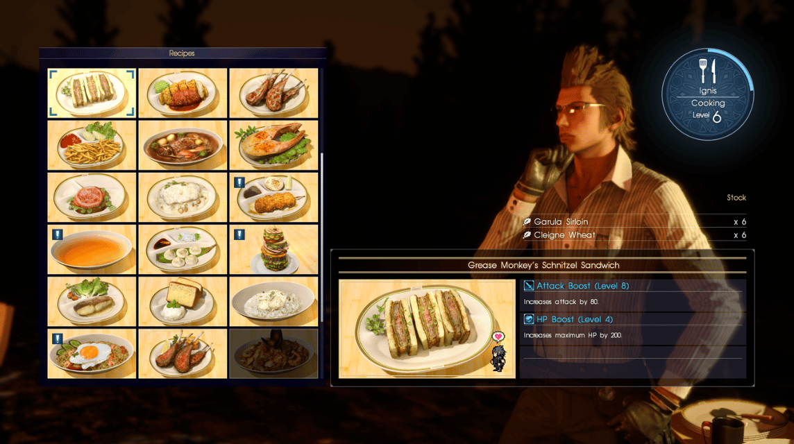 Kochen im Spiel von FFXV