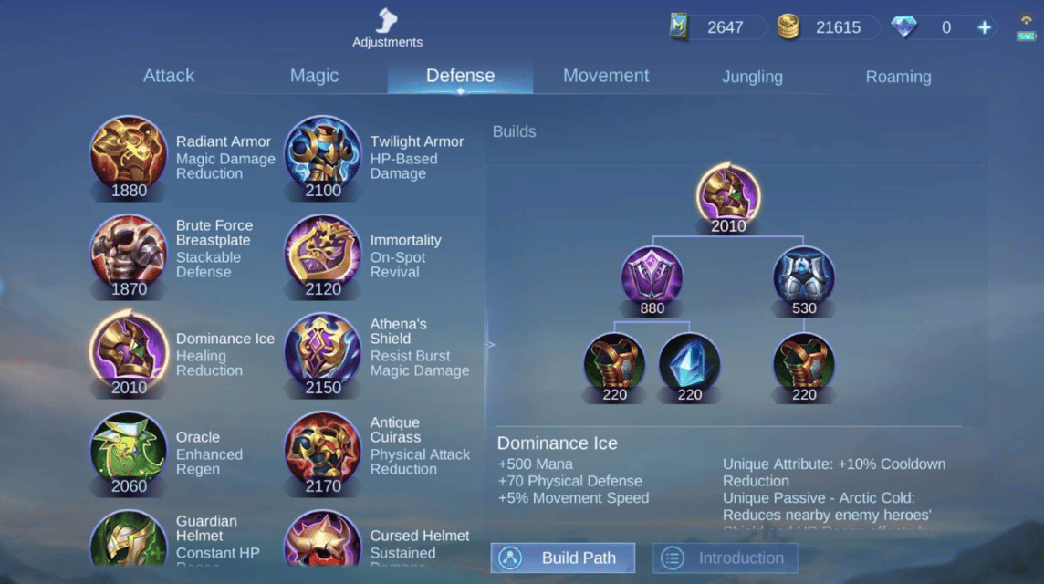 Dominance Ice MLBB Items