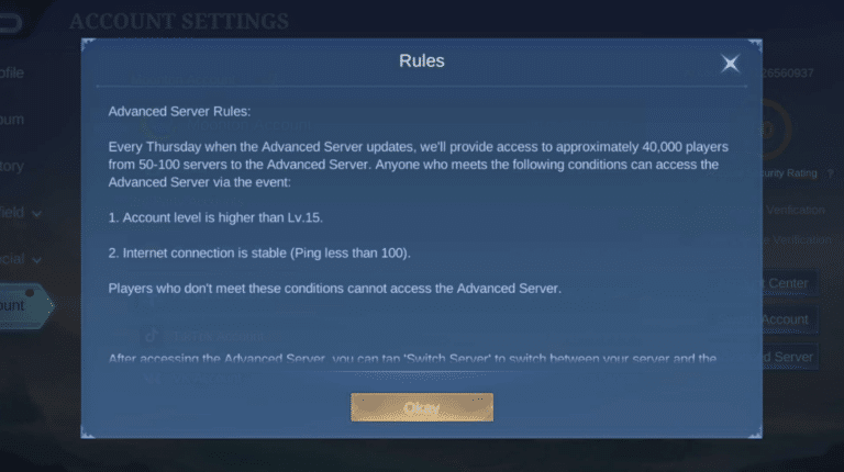 Cara Masuk Advanced Server ML dan Fiturnya!