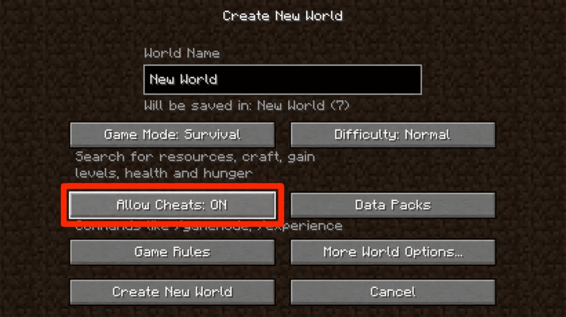 Aktive Minecraft-Cheats