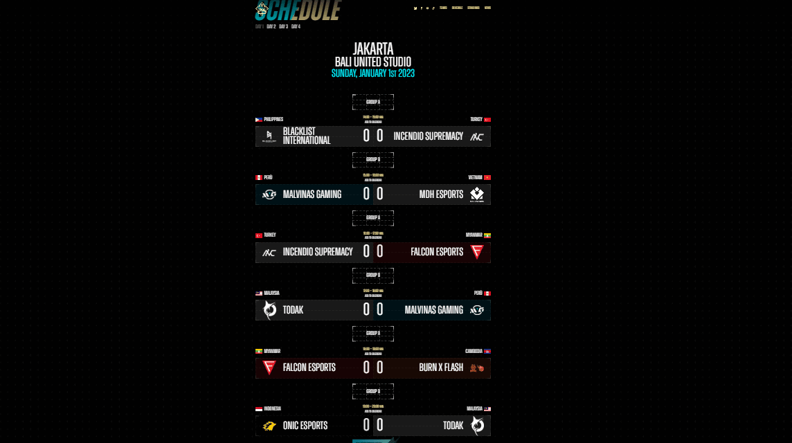 Schedule for the first day of the M4 World Championship