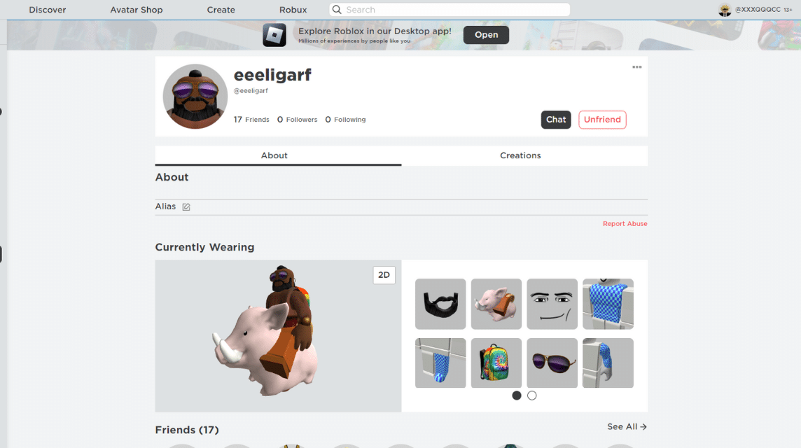 Roblox アカウント プロフィール