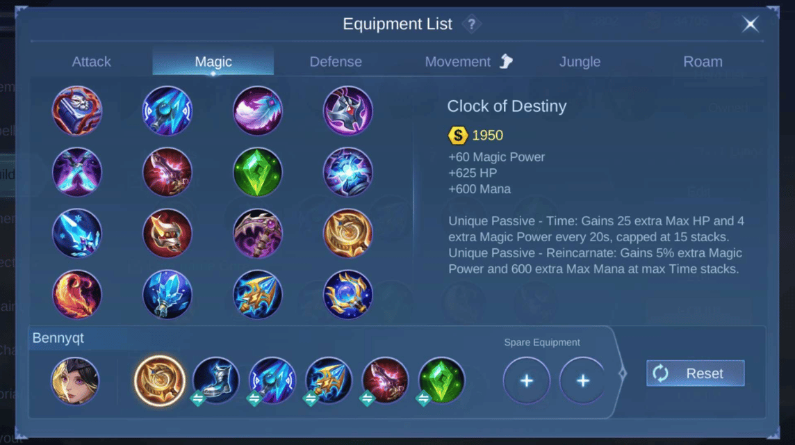 Clock of Destiny untuk Build Lunox Bennyqt, Alice MLBB