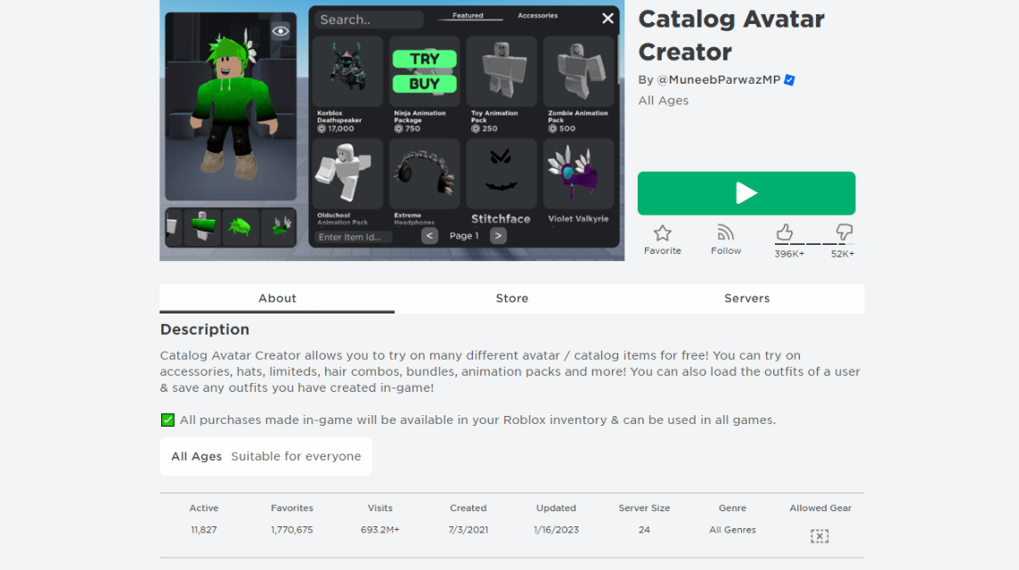 Catalog of Avatar Creators