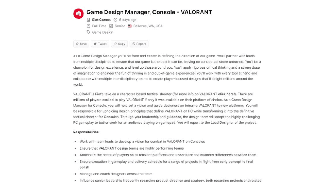 Position des Game Designer Managers