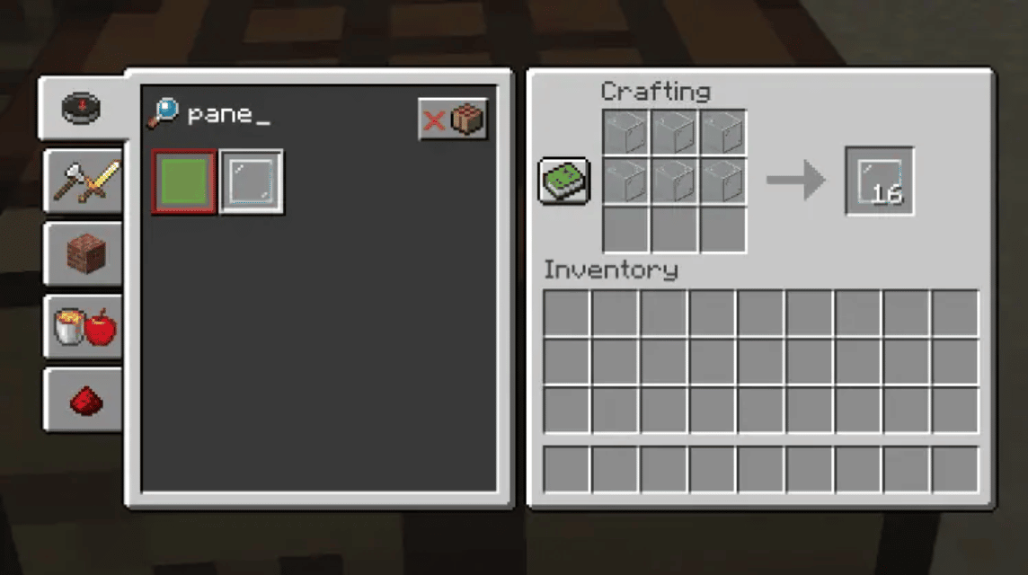 Resep Glass Pane di Minecraft