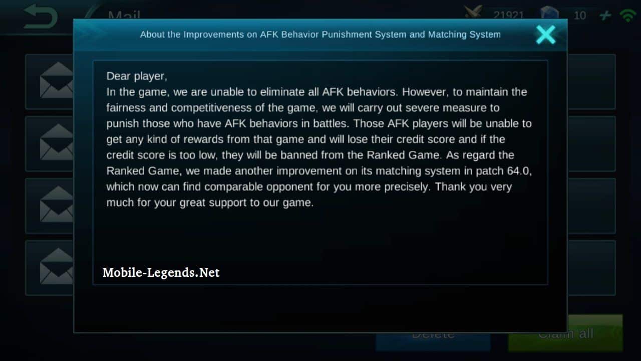 AFK MLBB penalty notifications