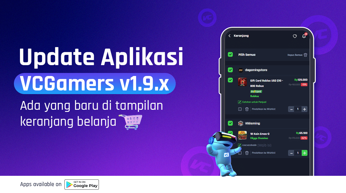 Update Aplikasi VCGamers v1.9